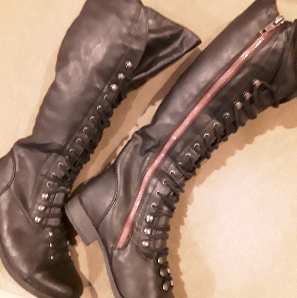 Charlotte Russe black leather boots size 6